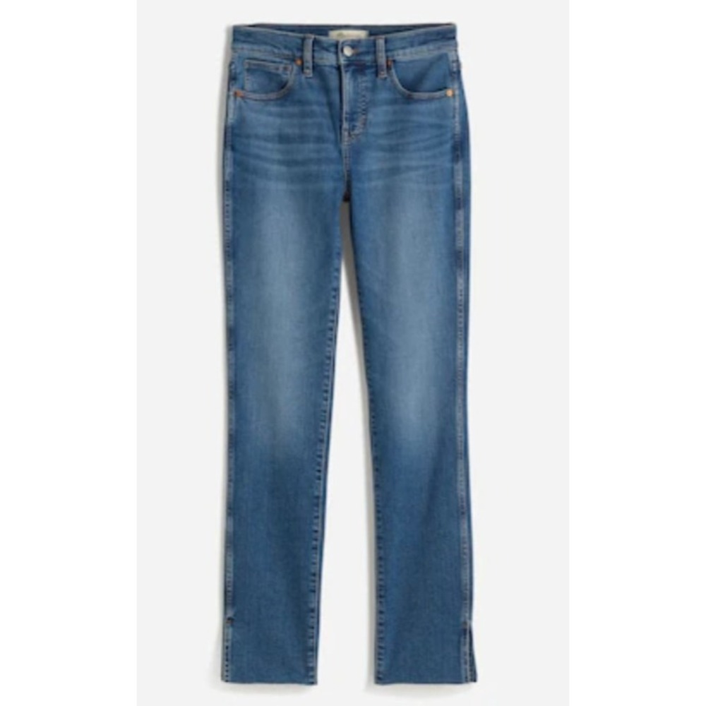 Madewell Women Mid Rise Stovepipe Jean Harsdale Medium Wash Slit Frayed Hem 31